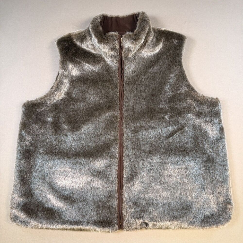 Vintage Unbranded Reversible Faux Fur Faux Suede Vest - Women’s XL Hong Kong
